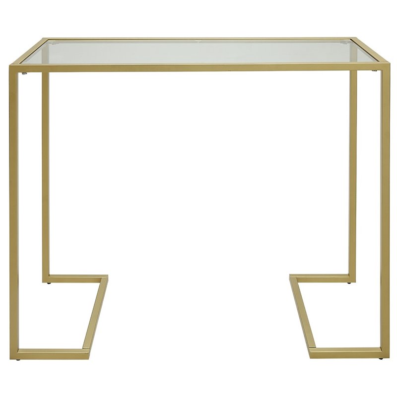 Pemberly Row Modern Tempered Glass Top Console Table in Gold