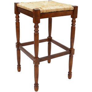 Pemberly Row Contemporary Wood 24&quot Counter Stool in Chestnut