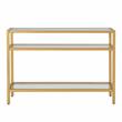 Pemberly Row Transitional Glass 3 Tier Gold Console in Gold Finish