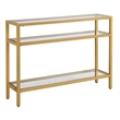 Pemberly Row Transitional Glass 3 Tier Gold Console in Gold Finish