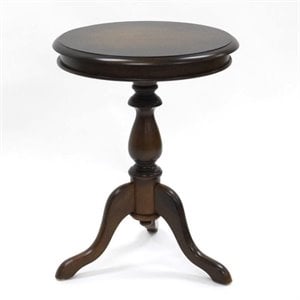 Pemberly Row Modern Wood Pedestal Accent Table in Chestnut Finish