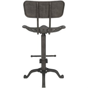 Pemberly Row Industrial Metal Adjustable Bar Stool in Gray Finish