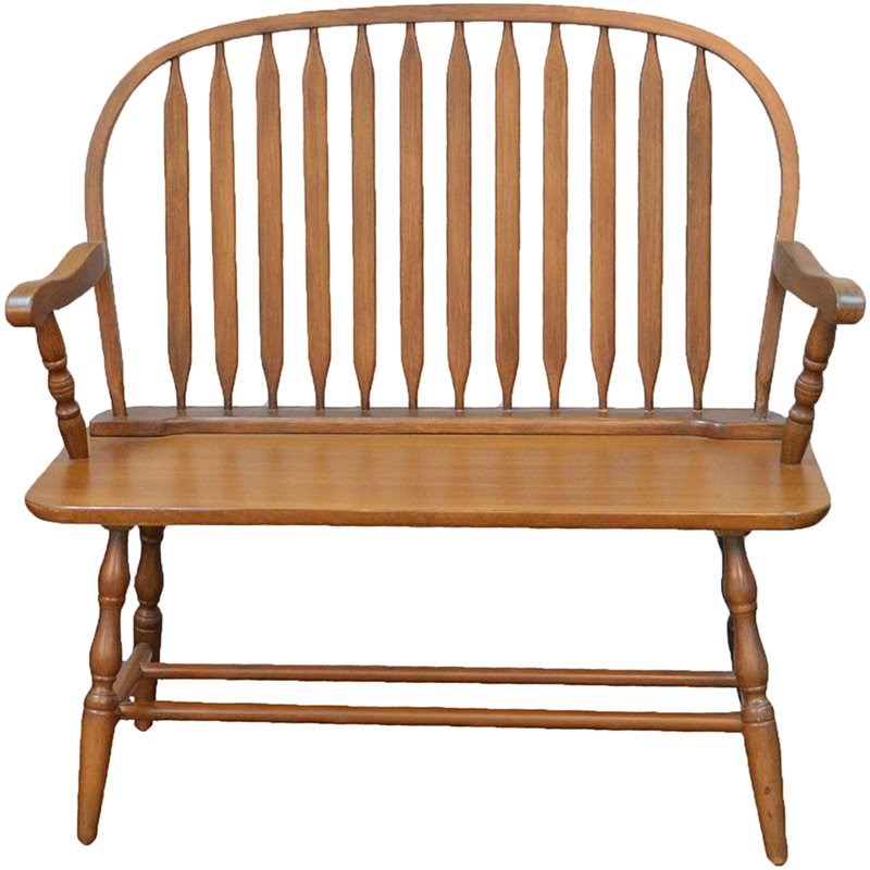 Pemberly Row Modern Wood Living Room Bench in American Oak Finish