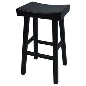 Pemberly Row Contemporary Wood 30&quot Bar Stool Antique Black Finish