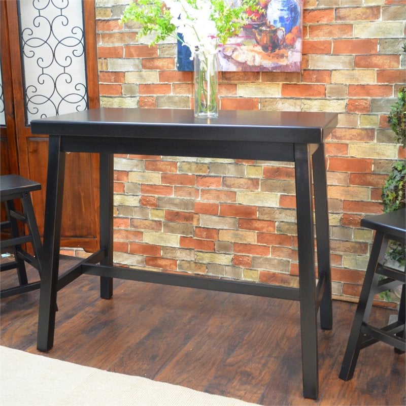 Pemberly Row Modern Wood Asian Bar Table in Antique Black Finish