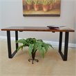 Pemberly Row Modern Metal Frame Bench in Chestnut/Black Finish