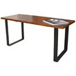 Pemberly Row Modern Metal Frame Bench in Chestnut/Black Finish