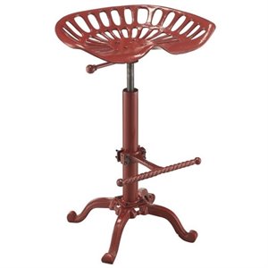 Pemberly Row Traditional Wood 18.75&quot Metal Stool in Red Finish