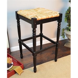 Pemberly Row Contemporary Wood 29&quot Bar stool in Black Finish