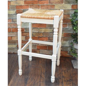 Pemberly Row Contemporary Wood 29&quot Bar stool in White Finish