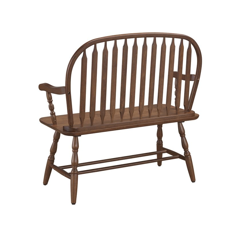 Pemberly Row Traditional Wood Brown Finish Windsor 44