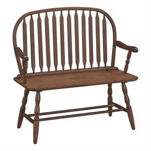 Pemberly Row Traditional Wood Brown Finish Windsor 44&quot Bench