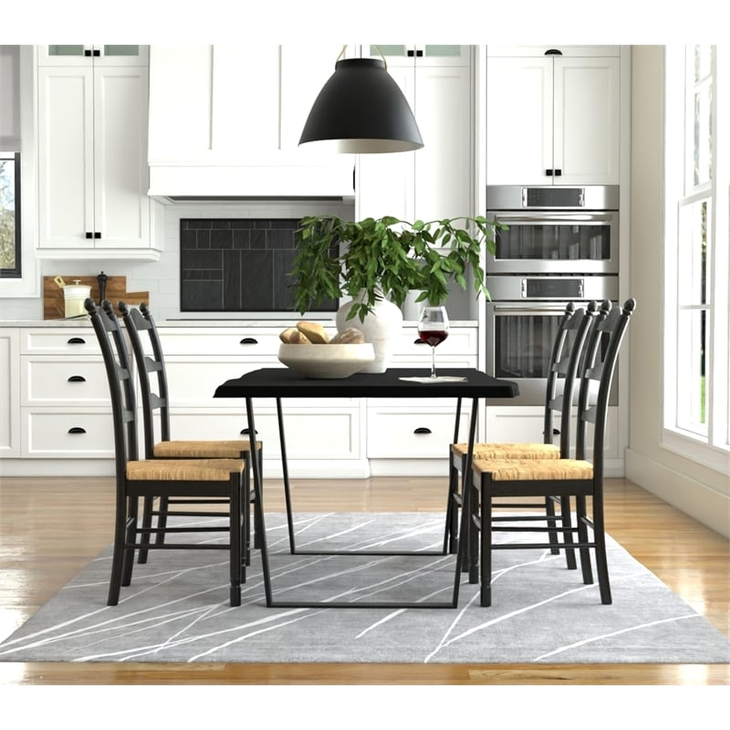 Pemberly Row Traditional styled Wood Chair in Antique Black Finish