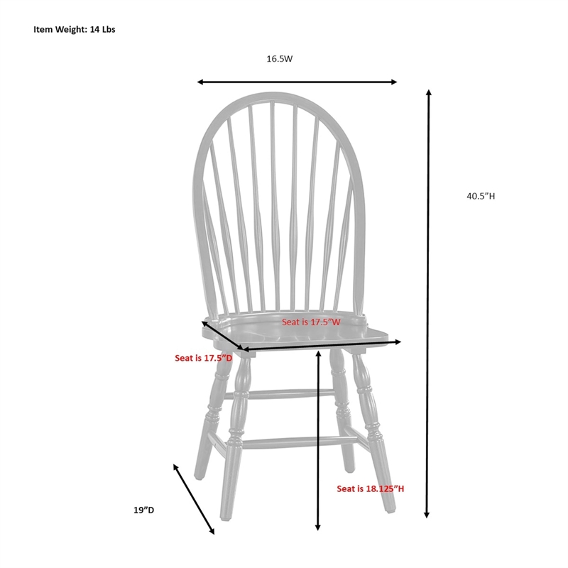 Pemberly Row Modern / Contemporary Wood Windsor Chair in Antique Black Finish