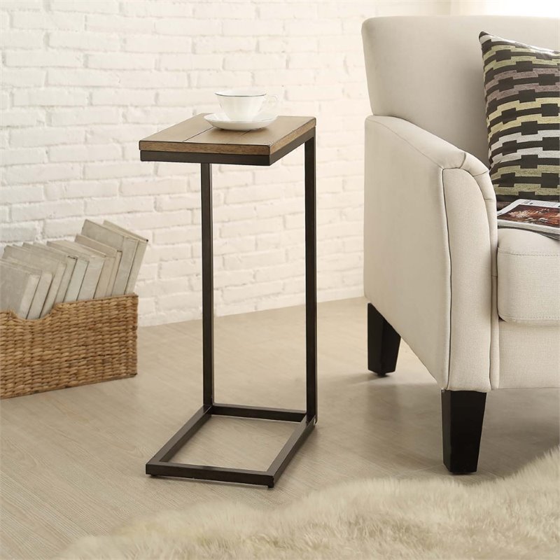 Pemberly Row Modern / Contemporary Metal End Table in Black Finish