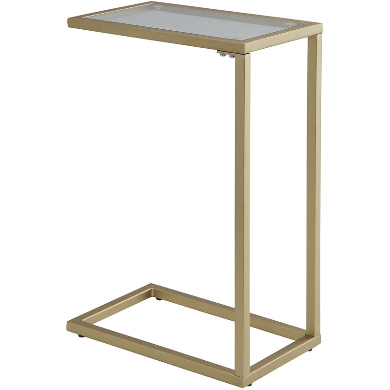 Pemberly Row Modern / Contemporary Glass TV Table in Gold Finish