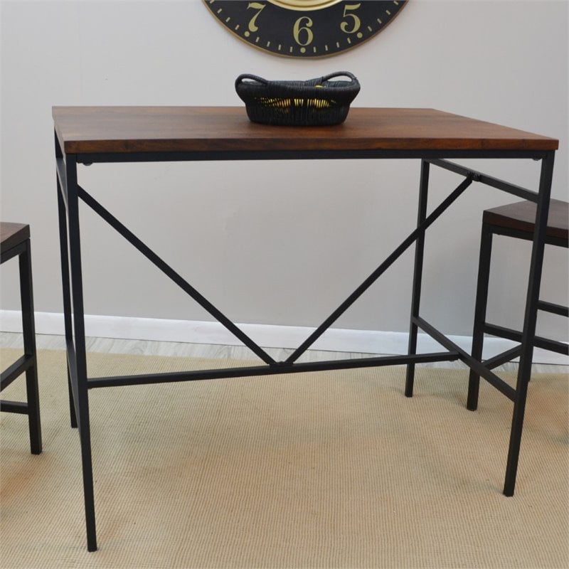 Pemberly Row Modern / Contemporary Metal Brown Finish Bar Table