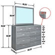 Pemberly Row Majestic Super Jumbo 9-Drawer Double Dresser in Gray