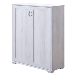 Pemberly Row Wood Shoe Cabinet with 5-Shelf in White Oak Finish