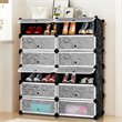 Pemberly Row 12-cubic Contemporary Plastic Shoe Rack Cabinet in Black