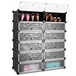 Pemberly Row 12-cubic Contemporary Plastic Shoe Rack Cabinet in Black