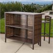 Pemberly Row Modern Acacia Wood Bar Set in Dark Brown Finish