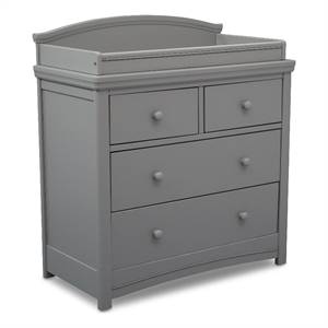 Pemberly Row 4-Drawer Wood and Metal Dresser with Changing Top in Gray