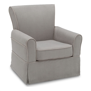 Pemberly Row Modern Fabric Glider Swivel Rocker Chair in Dove Gray
