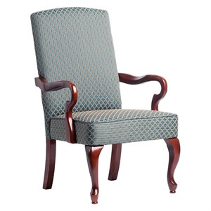 Pemberly Row Modern Diamond Pattern Gooseneck Arm Chair in Blue