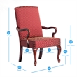 Pemberly Row Modern Diamond Pattern Gooseneck Arm Chair in Red