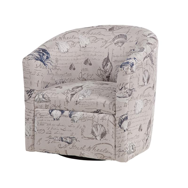Pemberly Row Polyester Fabric Swivel Accent Chair in Gray Finish