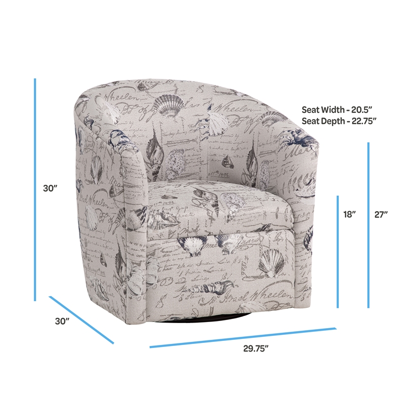 Pemberly Row Polyester Fabric Swivel Accent Chair in Gray Finish