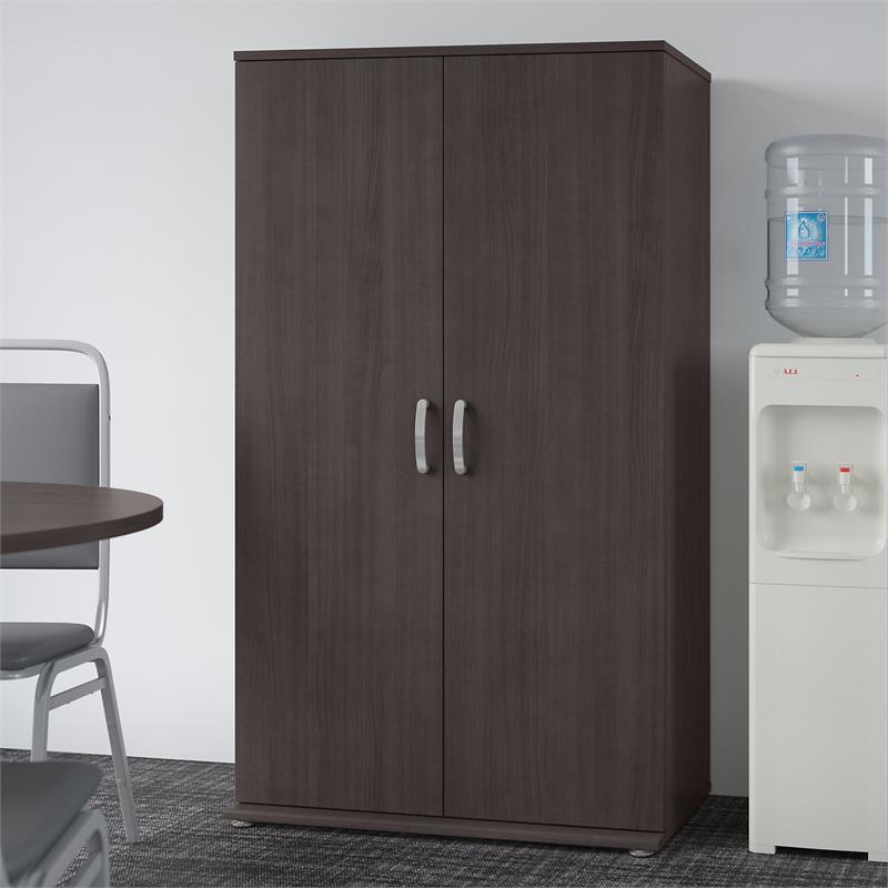 Pemberly Row Universal Tall Engineered Wood Storage Cabinet in Storm Gray