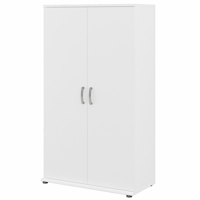Pemberly Row Universal Tall Storage Cabinet w/ Doors in White - Engineered Wood
