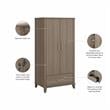 Pemberly Row Tall Entryway Cabinet with Doors in Ash Gray - Engineered Wood