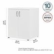 Pemberly Row Laundry Room Cabinet with Doors in White - Engineered Wood