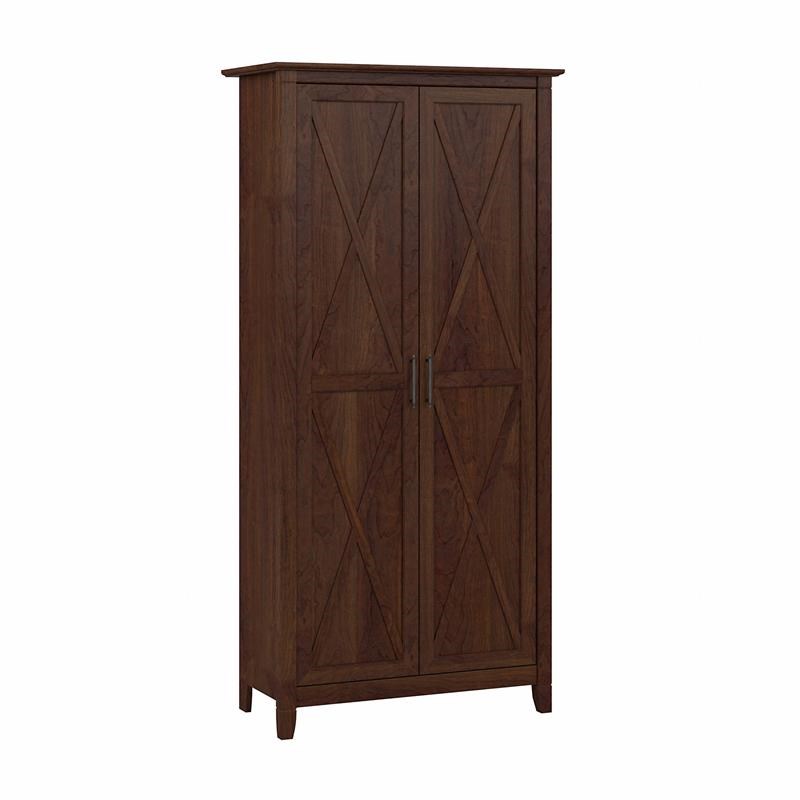Pemberly Row Tall Storage Cabinet with Doors in Bing Cherry - Engineered Wood
