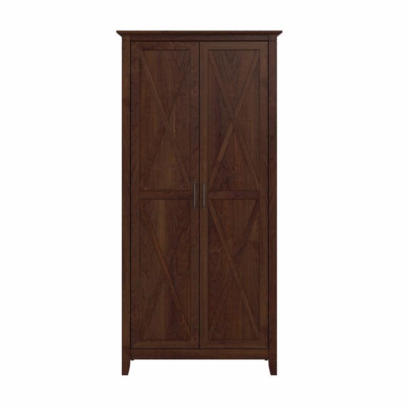 Pemberly Row Tall Storage Cabinet with Doors in Bing Cherry - Engineered Wood