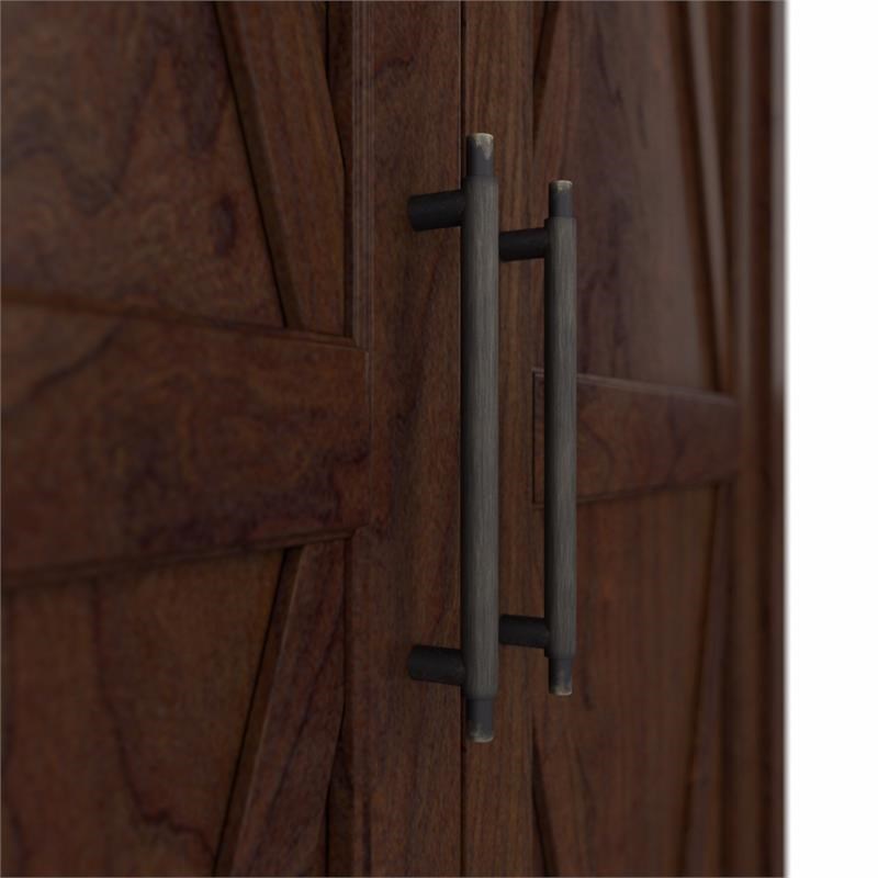 Pemberly Row Tall Storage Cabinet with Doors in Bing Cherry - Engineered Wood