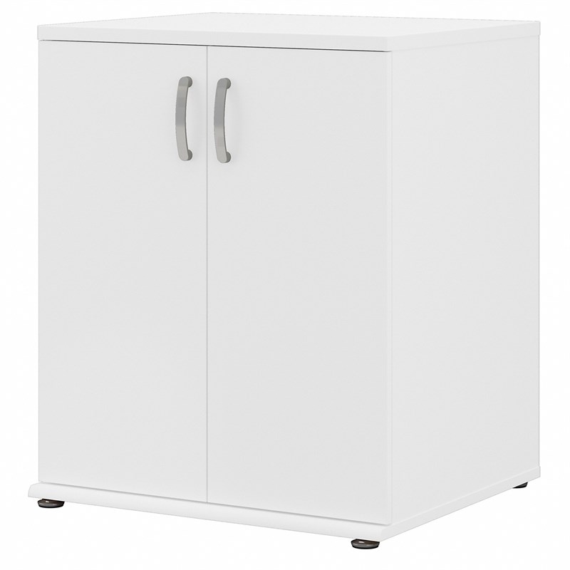 Pemberly Row Universal Floor Storage Cabinet w/ Doors in White - Engineered Wood
