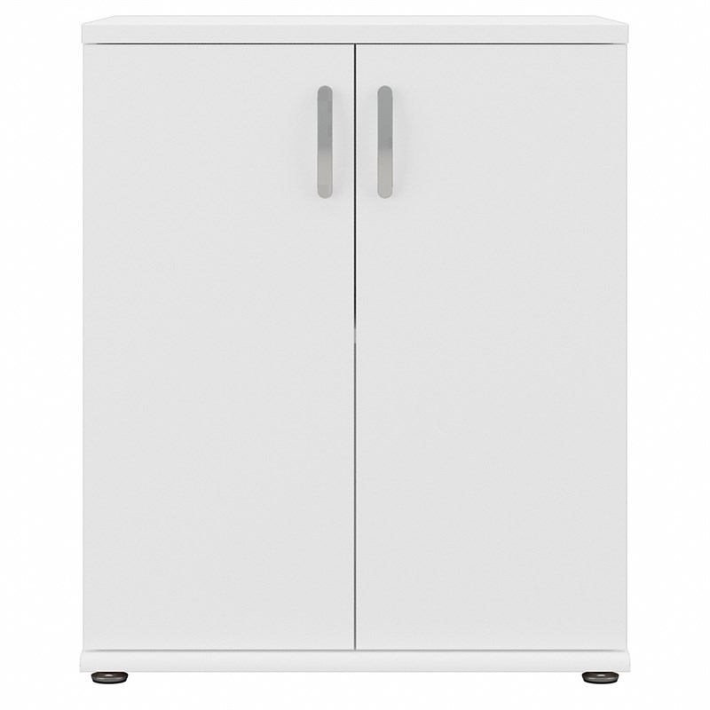 Pemberly Row Universal Floor Storage Cabinet w/ Doors in White - Engineered Wood