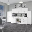 Pemberly Row Universal Floor Storage Cabinet w/ Doors in White - Engineered Wood