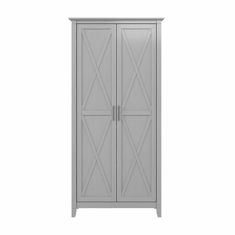 Pemberly Row Tall Storage Cabinet with Doors in Cape Cod Gray - Engineered Wood