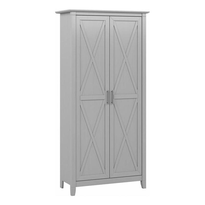Pemberly Row Tall Storage Cabinet with Doors in Cape Cod Gray - Engineered Wood
