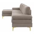 Pemberly Row Polyester Blend Fabric Left Hand Facing Sofa & Chaise in Khaki