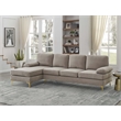 Pemberly Row Polyester Blend Fabric Left Hand Facing Sofa & Chaise in Khaki