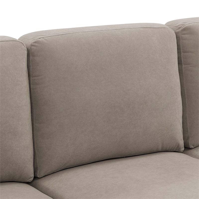 Pemberly Row Polyester Blend Fabric Left Hand Facing Sofa & Chaise in Khaki