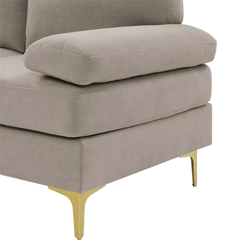 Pemberly Row Polyester Blend Fabric Left Hand Facing Sofa & Chaise in Khaki