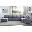 Pemberly Row Fabric 7-Piece Reversible Modular Sectional Sofa Chaise Light Gray