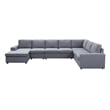 Pemberly Row Fabric 7-Piece Reversible Modular Sectional Sofa Chaise Light Gray